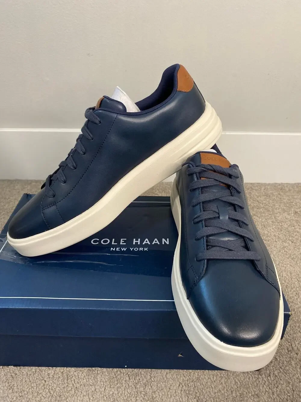 New Cole Haan Grand Court Navy Sneakers Men’s Size 10.5